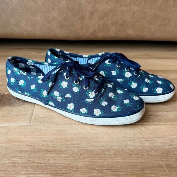 Keds x Draper James Champion Magnolia Navy Floral Sneakers Size 7 - Picture 1 of 5